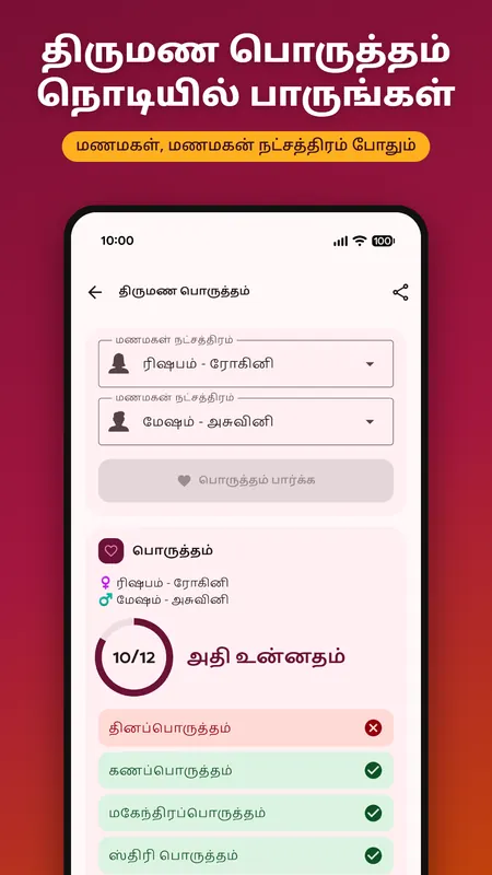 Thirumana Porutham marriage matching